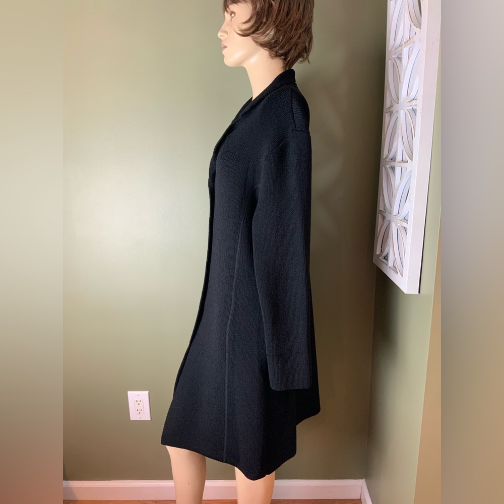 Margaret O’Leary Elegant Black wool Women's duster sweater size 2